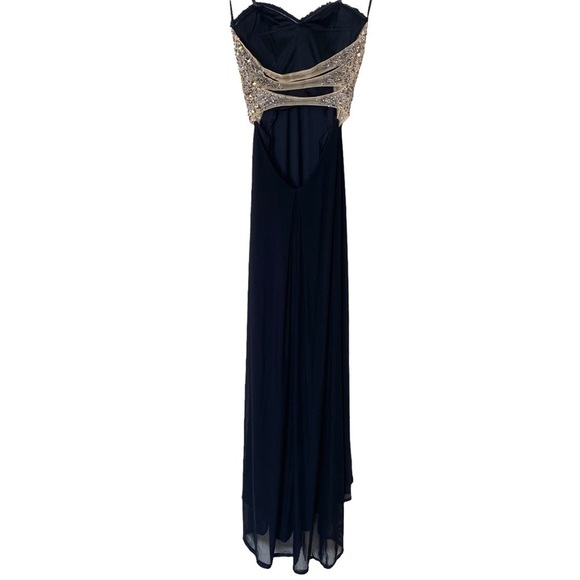 La Femme Chiffon Ruched Open Back Sequin Maxi Dress, Size 0 (Flawed) - Picture 2 of 12